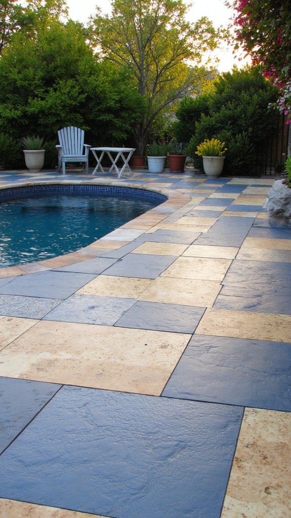 18 Durable Porcelain Pool Tile Ideas That Look Luxe mixing unique porcelain tiles