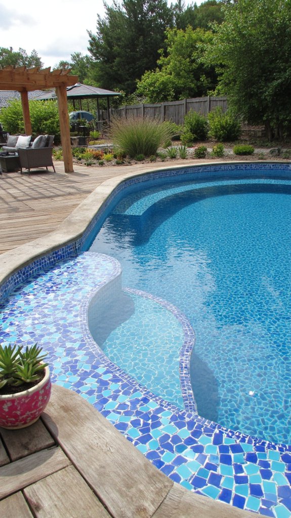 21 Stunning Pool Tile Ideas That Instantly Elevate Your Backyard modern geometric pool designs