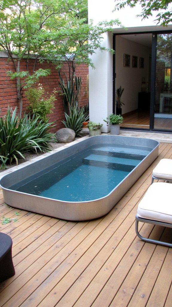 21 Budget Friendly Stock Tank Pool Ideas That Surprise modern stock tank retreat