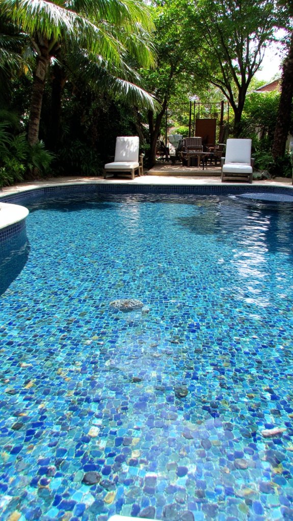 20 Cool Blue Pool Tile Ideas For Crystal Clear Water natural blue pebble tiles