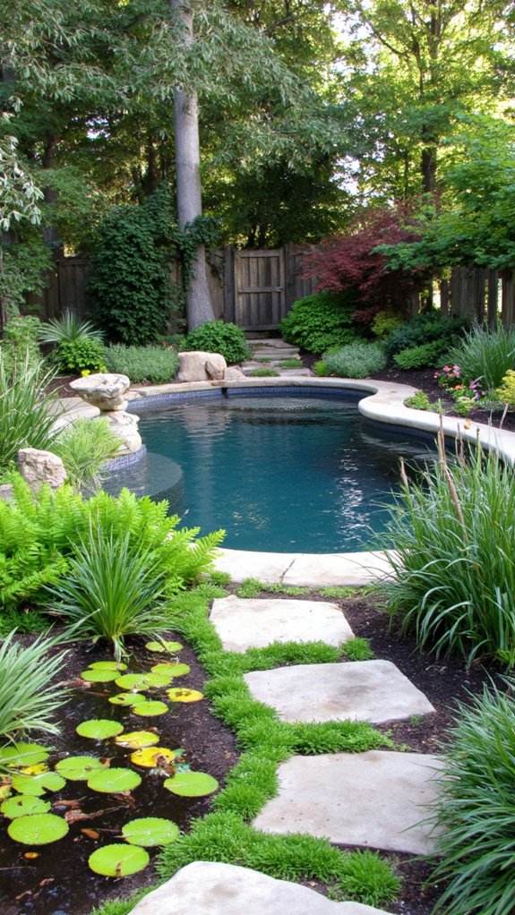 22 Natural Backyard Pool Garden Ideas With Lush Surroundings natural filtration through plants