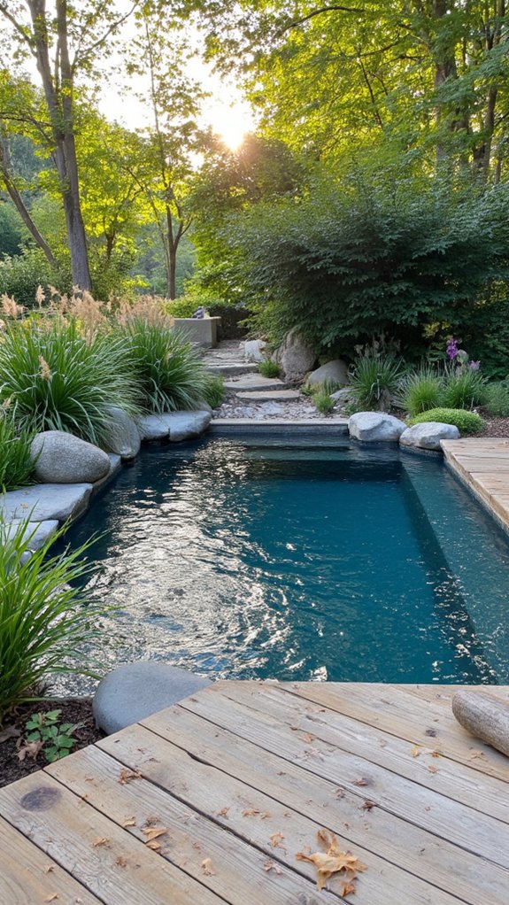 22 Natural Backyard Pool Garden Ideas With Lush Surroundings natural materials enhance authenticity