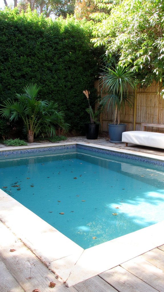 22 Calming Minimalist Backyard Pool Ideas For A Peaceful Vibe natural privacy solutions outdoors