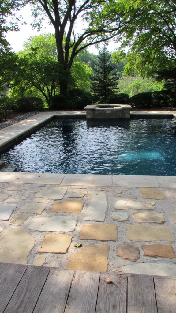 19 Beautiful Backyard Pool Patio Designs That Feel Seamless natural stone patio beauty