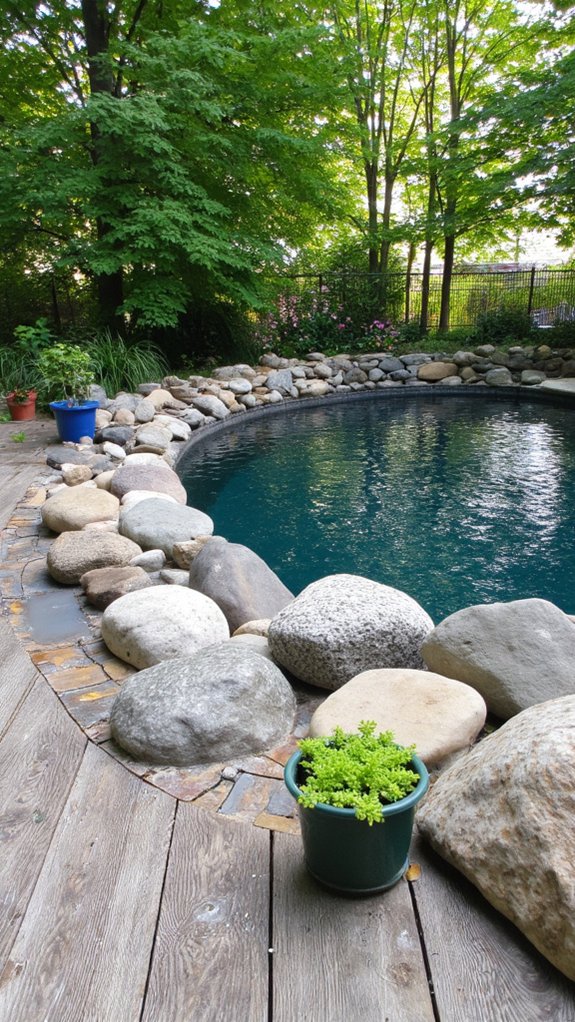 18 Timeless Waterline Pool Tile Styles That Always Feel Right natural stone pool finishes