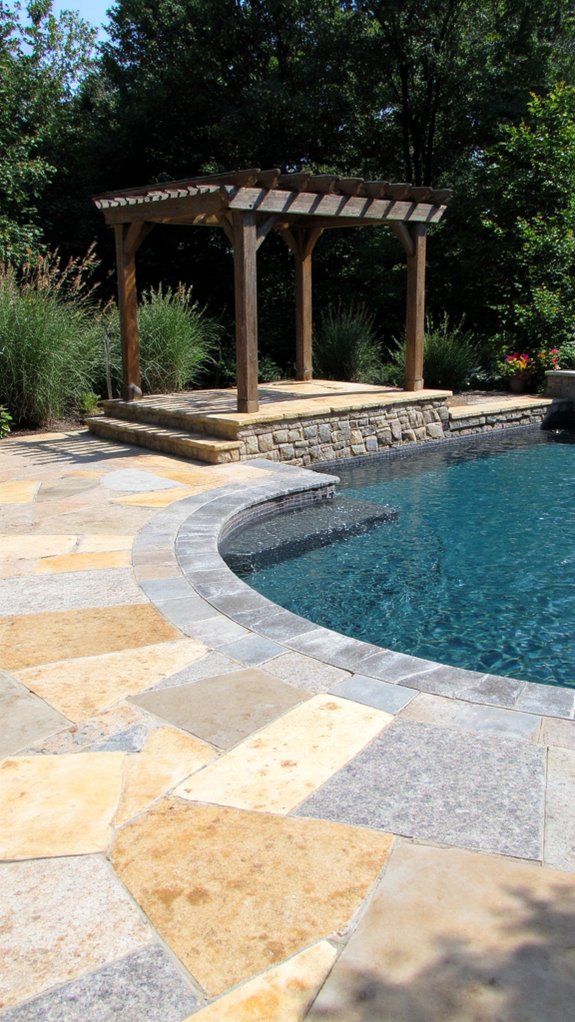 23 Natural Stone Pool Tile Ideas With Organic Character natural stone pool tiles