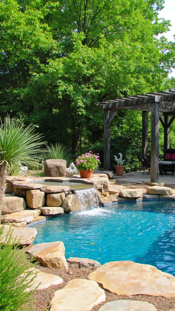 24 Relaxing Outdoor Pool Area Ideas For Unwinding After Long Days natural stone rustic charm