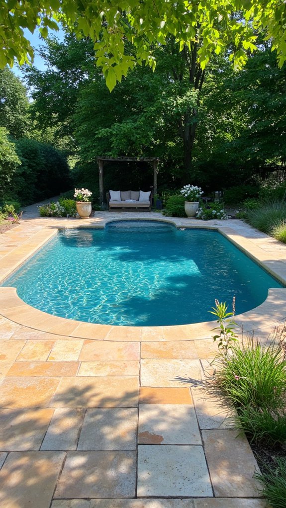 21 Stunning Pool Tile Ideas That Instantly Elevate Your Backyard natural stone tile beauty
