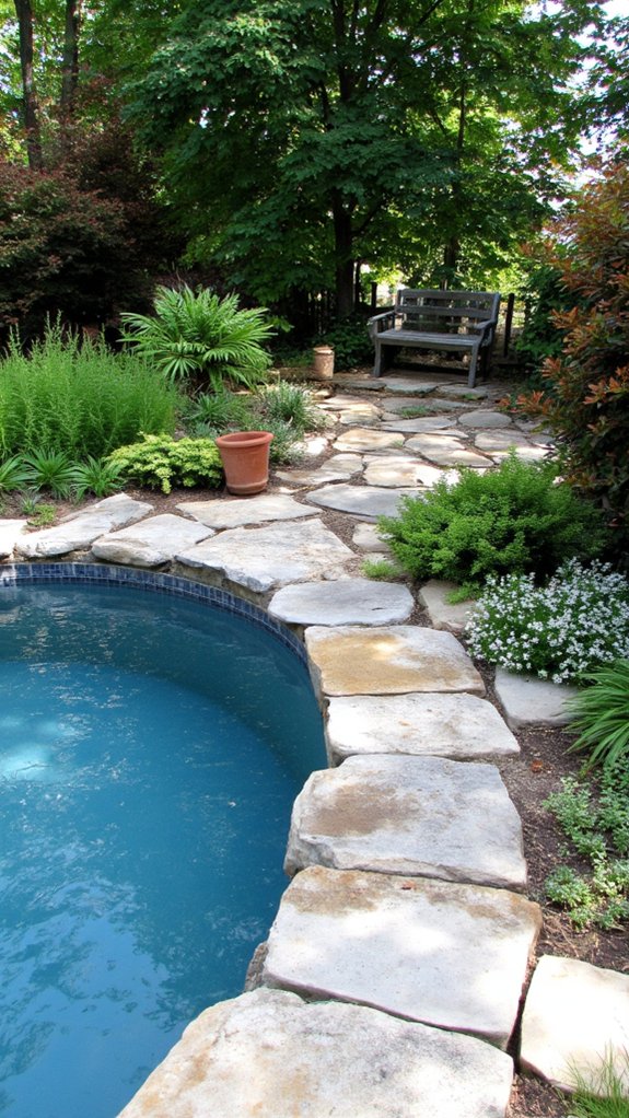 22 Natural Backyard Pool Garden Ideas With Lush Surroundings natural stones for pool edging