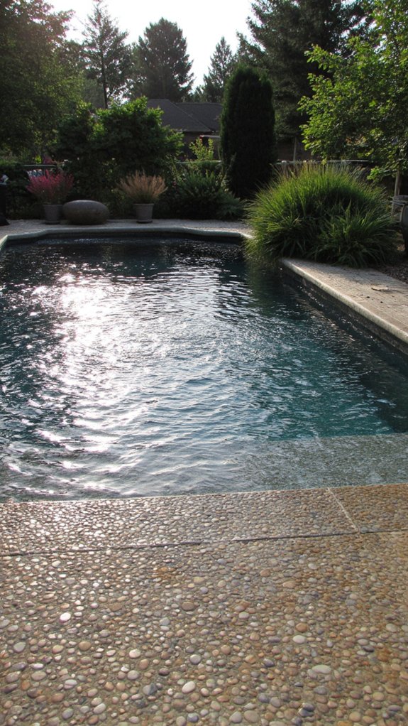 18 Timeless Waterline Pool Tile Styles That Always Feel Right natural textured swimming surfaces