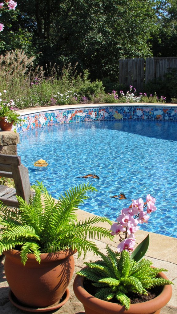 25 Artistic Mosaic Pool Tile Ideas That Feel Custom Made nature inspired mosaic retreats