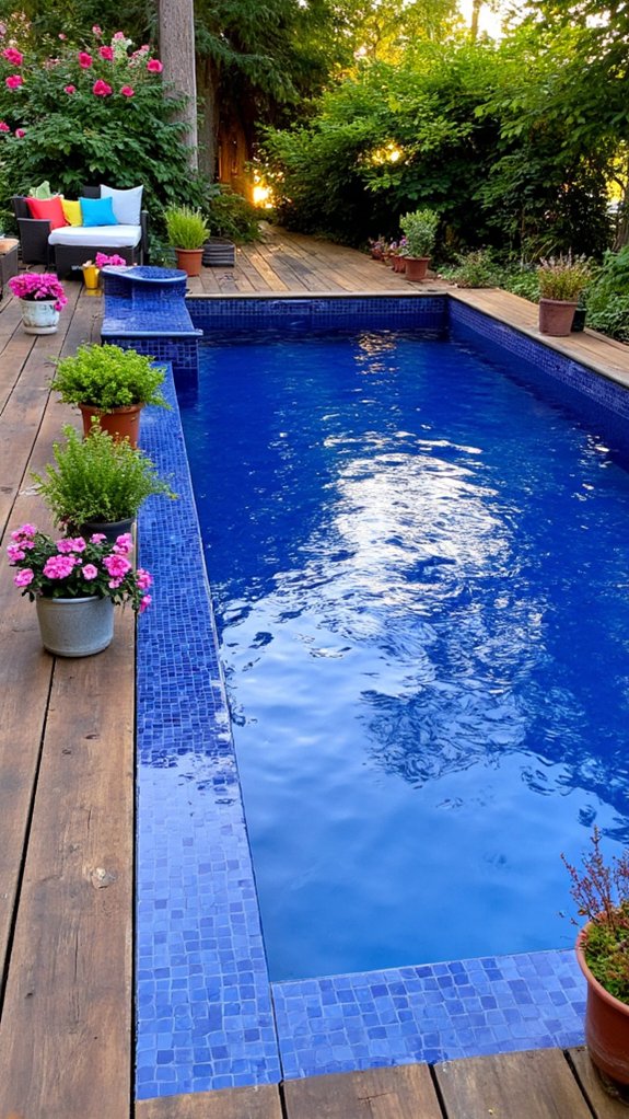 25 Dramatic Dark Blue Pool Tile Ideas With Visual Depth non slip safety and style
