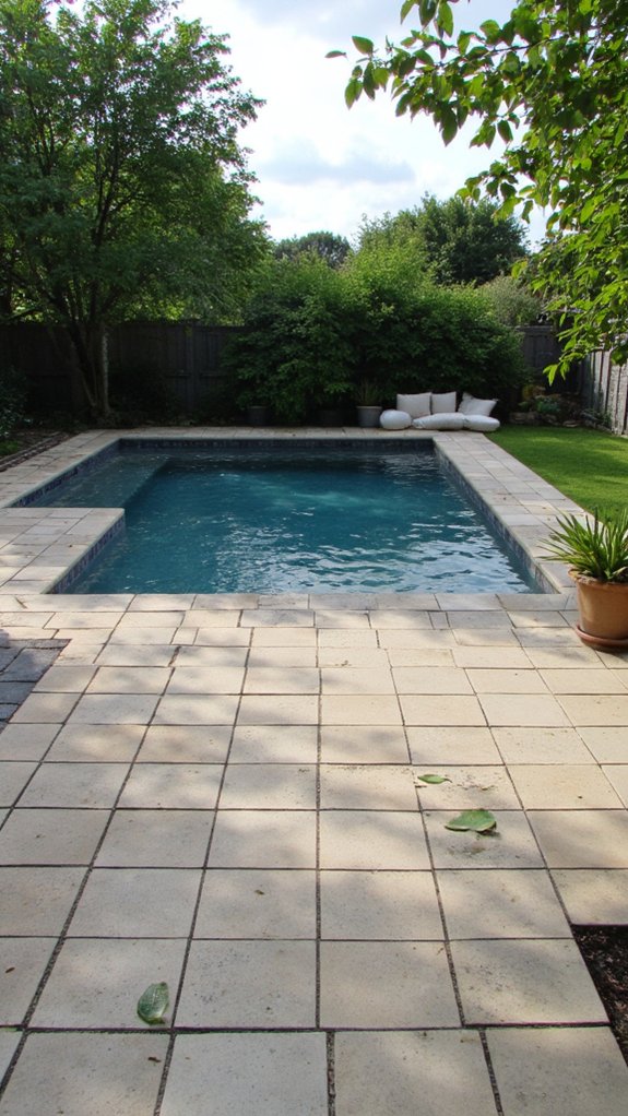 24 Relaxing Outdoor Pool Area Ideas For Unwinding After Long Days non slip tiles enhance safety