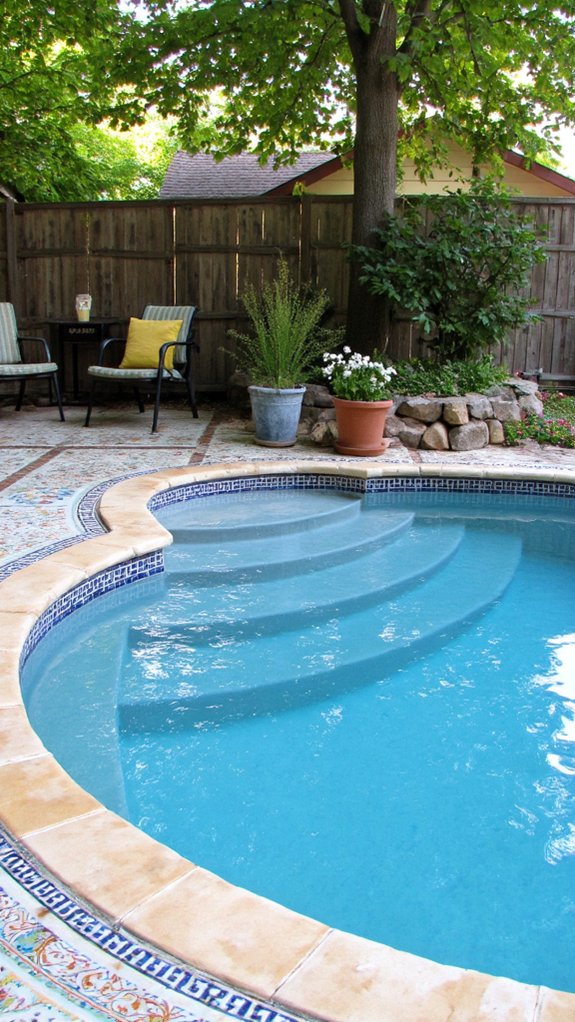 21 Polished Inground Pool Tile Ideas With A Finished Feel nostalgic vintage tile charm