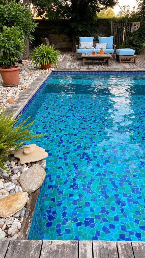 25 Artistic Mosaic Pool Tile Ideas That Feel Custom Made ocean inspired tranquil pool designs