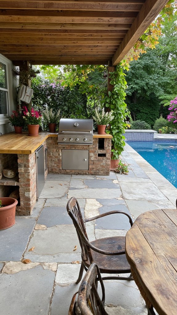 19 Seamless Backyard Patio With Pool Ideas For Flow outdoor cooking and gatherings