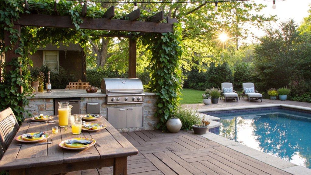 24 Stylish Outdoor Kitchen and Pool Ideas For Summer Hosting outdoor kitchen and pool designs