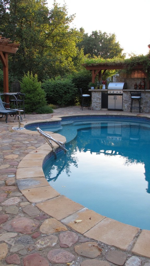 24 Smart Inground Backyard Pool Ideas For A Clean Finished Look outdoor kitchen by pool
