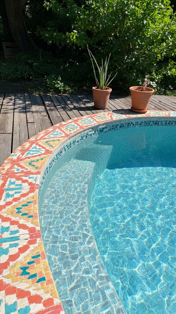 22 Fresh Pool Area Tile Ideas To Refresh The Whole Space patterned tiles transform pools