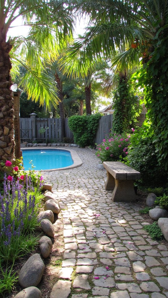 22 Dreamy Backyard Pool Landscaping Ideas For A Resort Feel paved pathways enhance safety