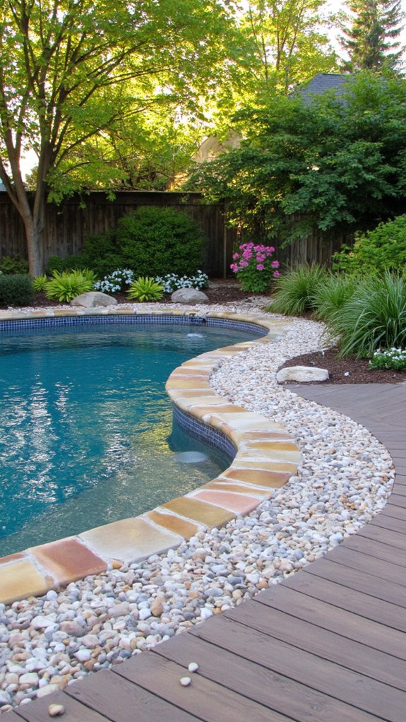23 Natural Stone Pool Tile Ideas With Organic Character pebble stones enhance pool design