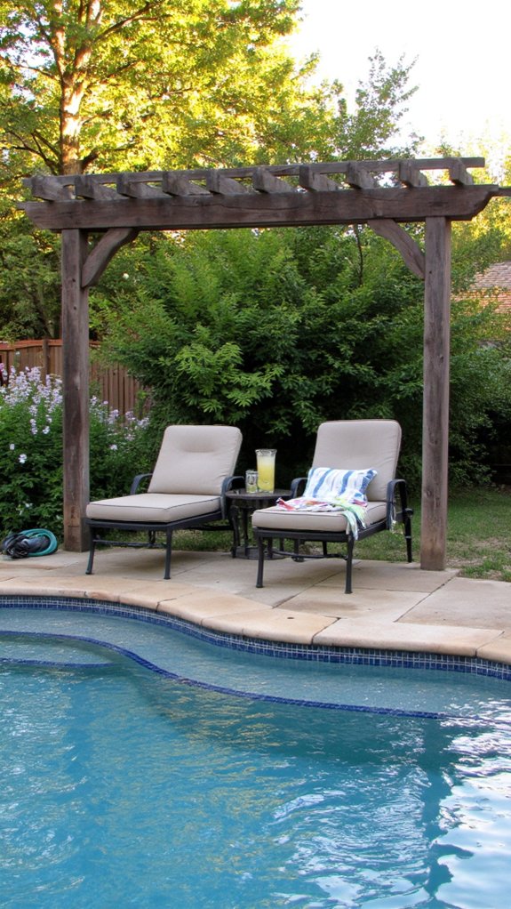 25 Inviting Backyard Pool Area Inspiration For Total Comfort pergola enhances outdoor comfort