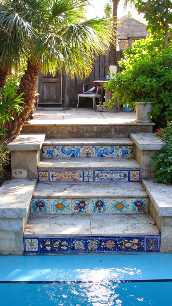 23 Thoughtful Pool Step Tile Ideas That Balance Safety And Style personalized pool step designs