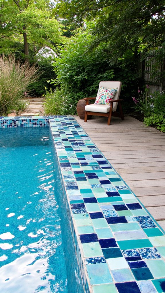 20 Elegant Waterline Pool Tile Ideas For A Polished Look personalized pool tile designs