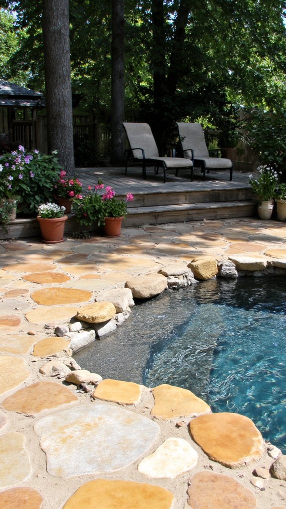 23 Natural Stone Pool Tile Ideas With Organic Character pool color scheme harmony