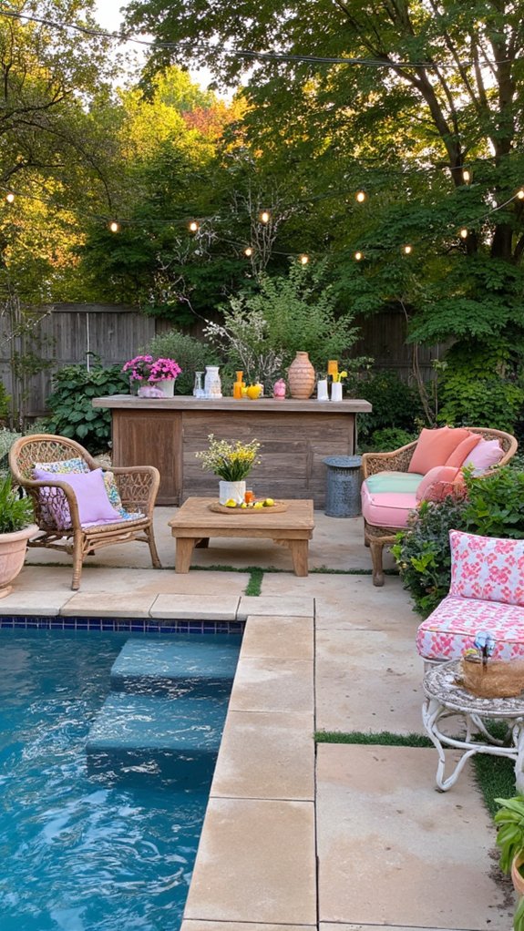 22 Dreamy Backyard Pool Landscaping Ideas For A Resort Feel poolside bar and seating