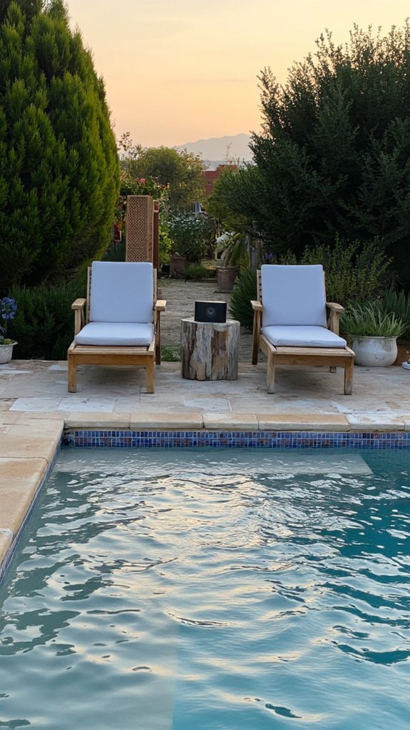 25 Serene Poolside Lounge Area Ideas For Laid Back Days portable speakers for relaxation