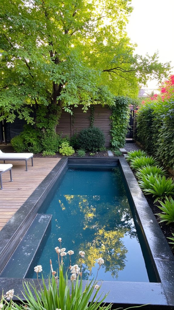 19 Trendy Small Modern Pool Ideas That Feel High End private poolside landscape design