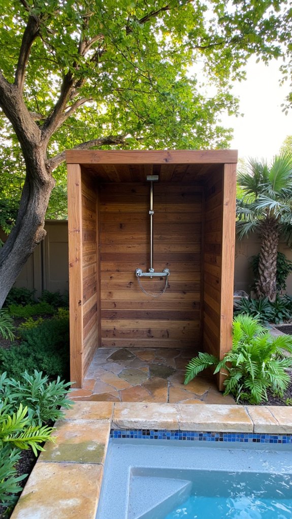 23 Luxurious Backyard Pool Oasis Ideas Worth Saving refreshing outdoor shower experience