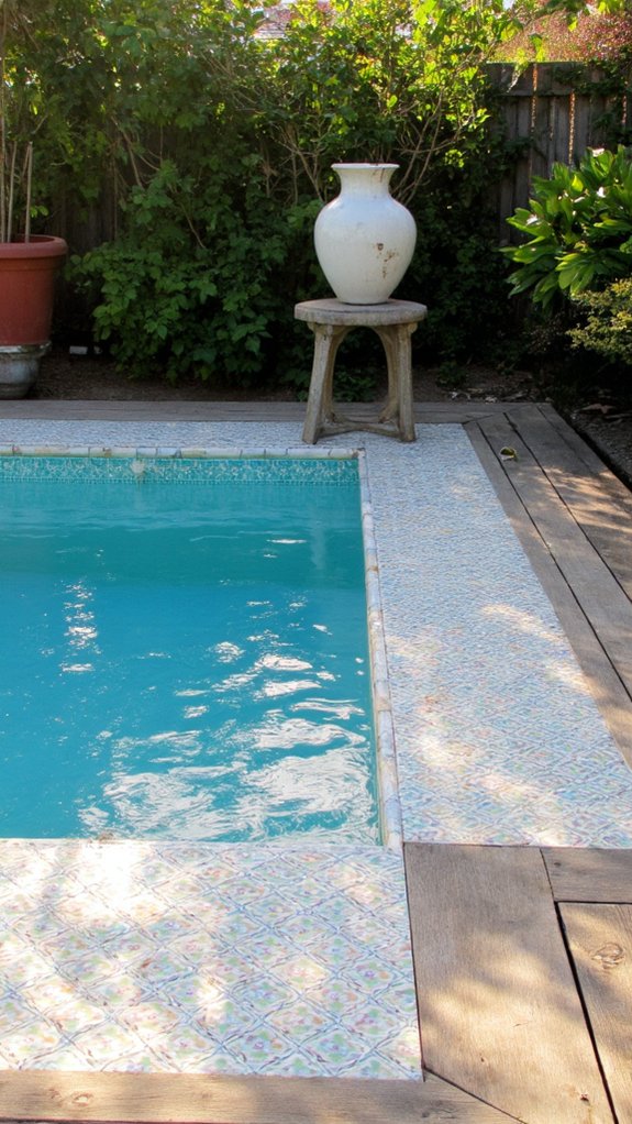 21 Decorative Pool Tile Ideas That Add Subtle Personality retro patterned tile charm