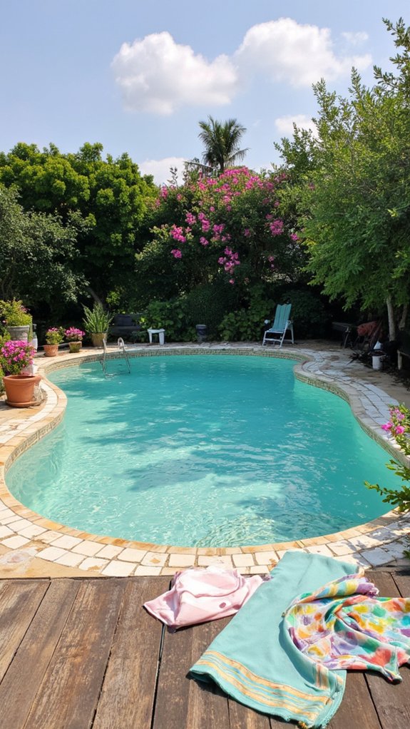 19 Creative Pool Tile Designs That Transform Any Swimming Pool retro vibrant pool tiles