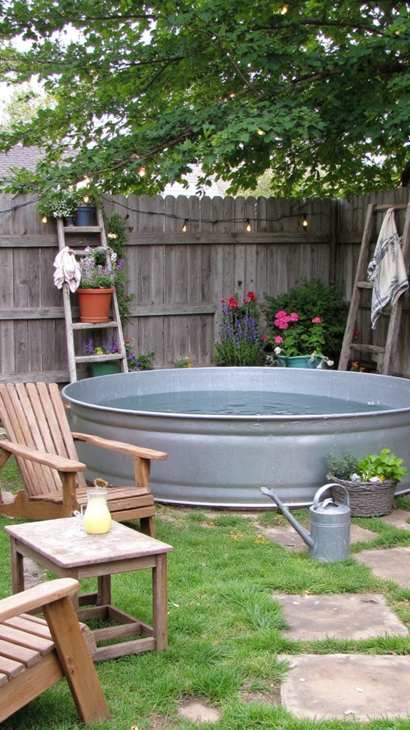 21 Budget Friendly Stock Tank Pool Ideas That Surprise rustic decor for pool