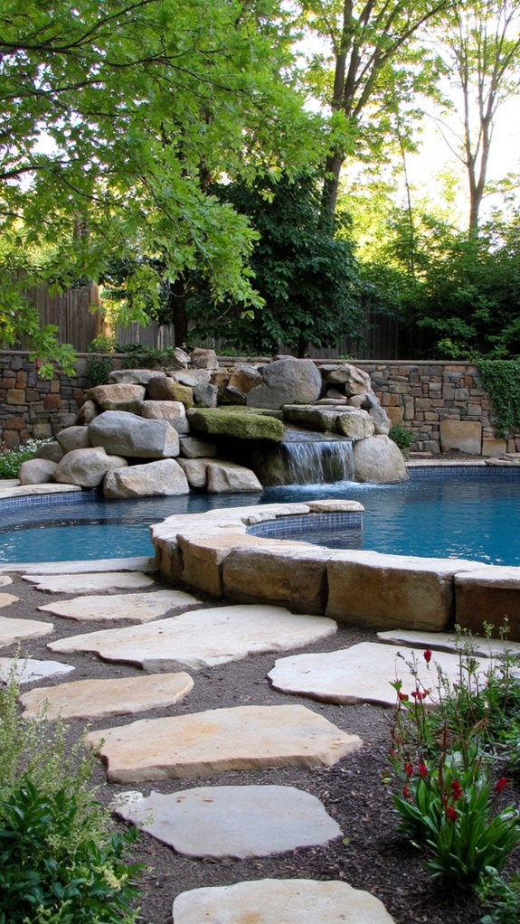 22 Dreamy Backyard Pool Landscaping Ideas For A Resort Feel rustic natural stone accents