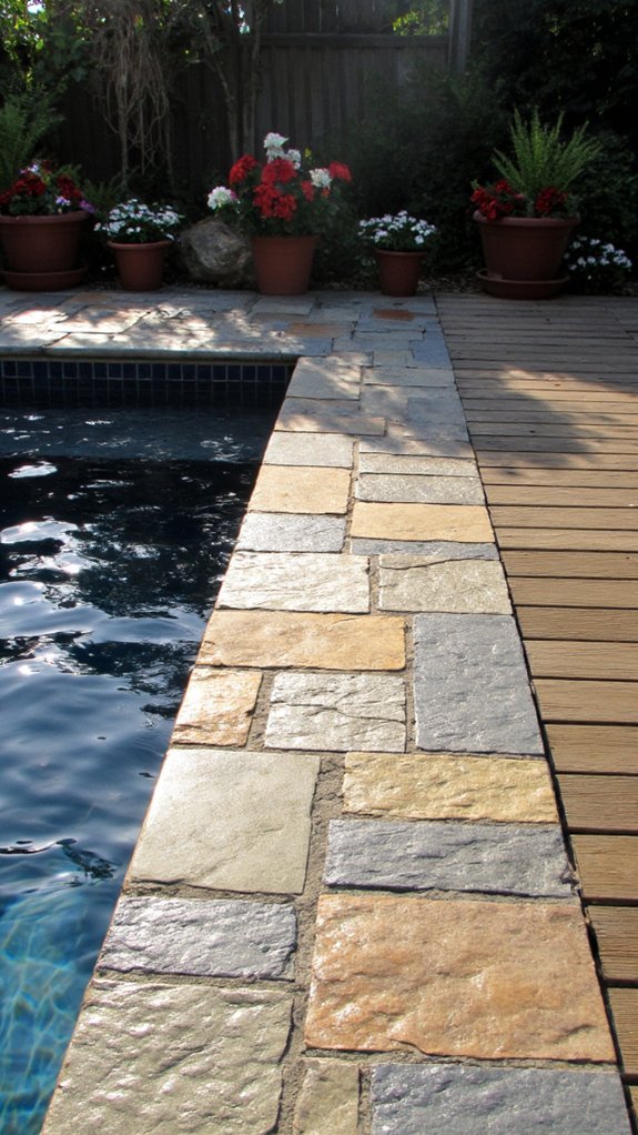 24 Gorgeous Pool Tile Inspiration Worth Saving Right Now rustic natural stone tiles