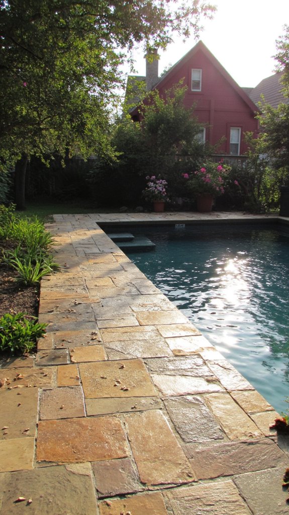 22 Brilliant Pool Tile Ideas With A High-End Finish rustic natural stone tiles