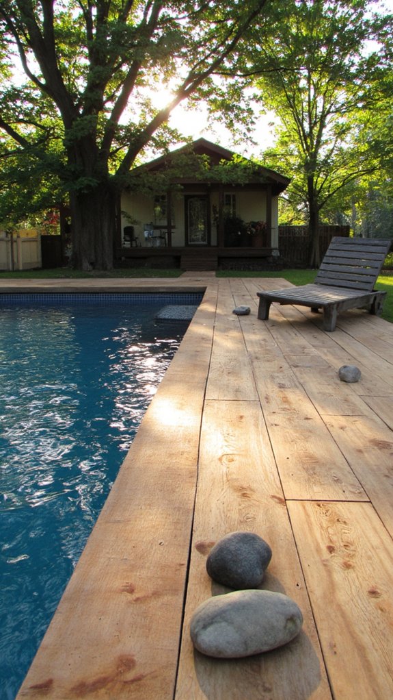19 Functional Pool Coping Ideas With Designer Appeal rustic wood pool coping