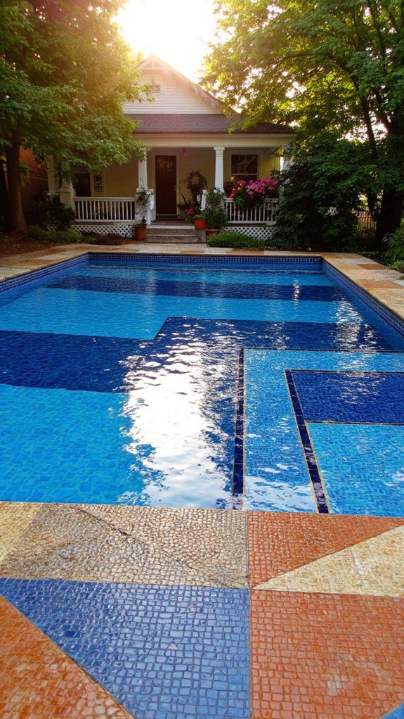 24 Geometric Pool Tile Ideas For A Bold Modern Upgrade safe and stylish pool tiles