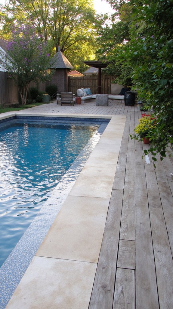 24 Stylish Pool Tile And Coping Ideas That Flow Naturally seamless outdoor decking design