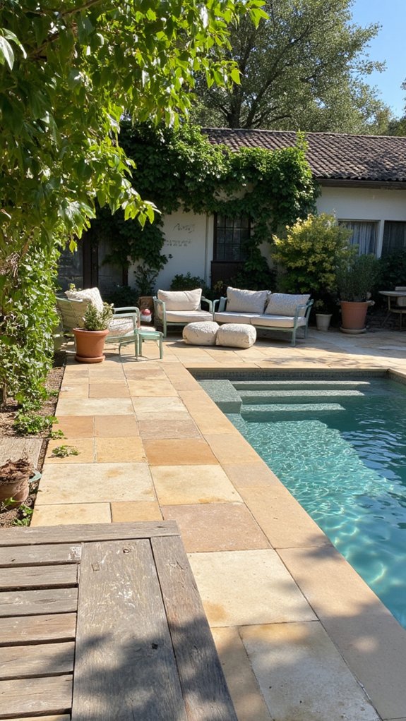 21 Stunning Pool Tile Ideas That Instantly Elevate Your Backyard serene earthy pool tiles