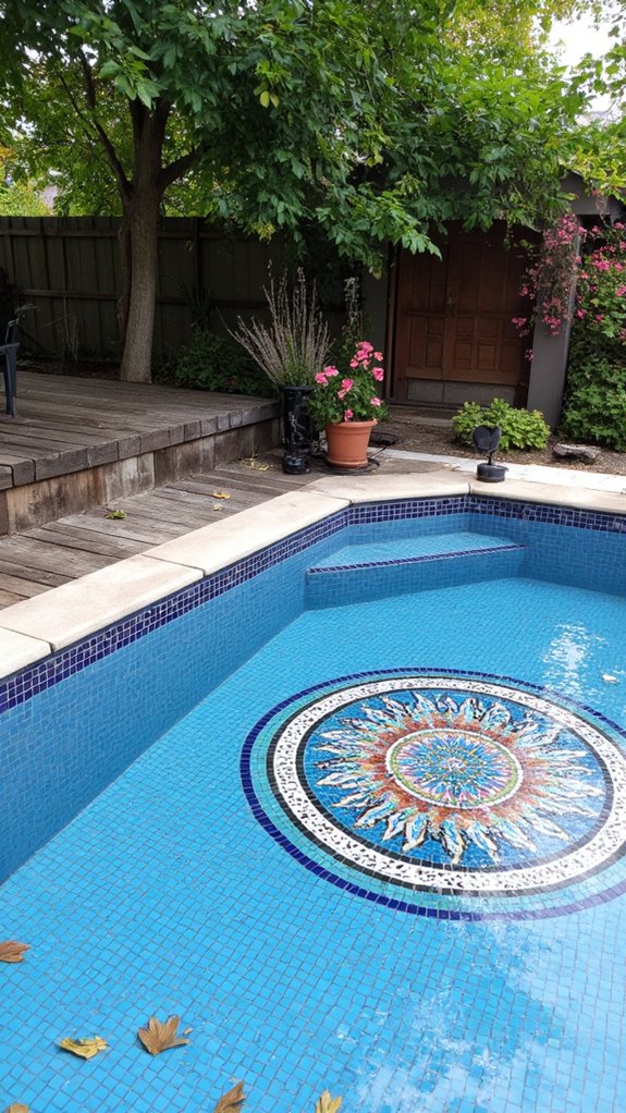 25 Artistic Mosaic Pool Tile Ideas That Feel Custom Made serene pool ambiance enhancement