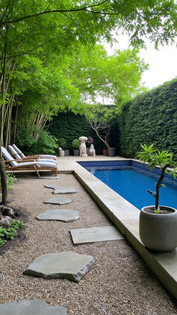 24 Relaxing Outdoor Pool Area Ideas For Unwinding After Long Days serene zen garden oasis