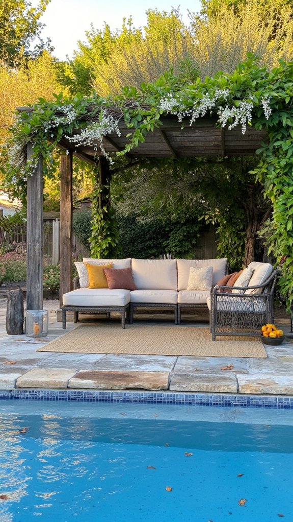 23 Family Friendly Backyard Pool Ideas Everyone Enjoys shaded lounge area design