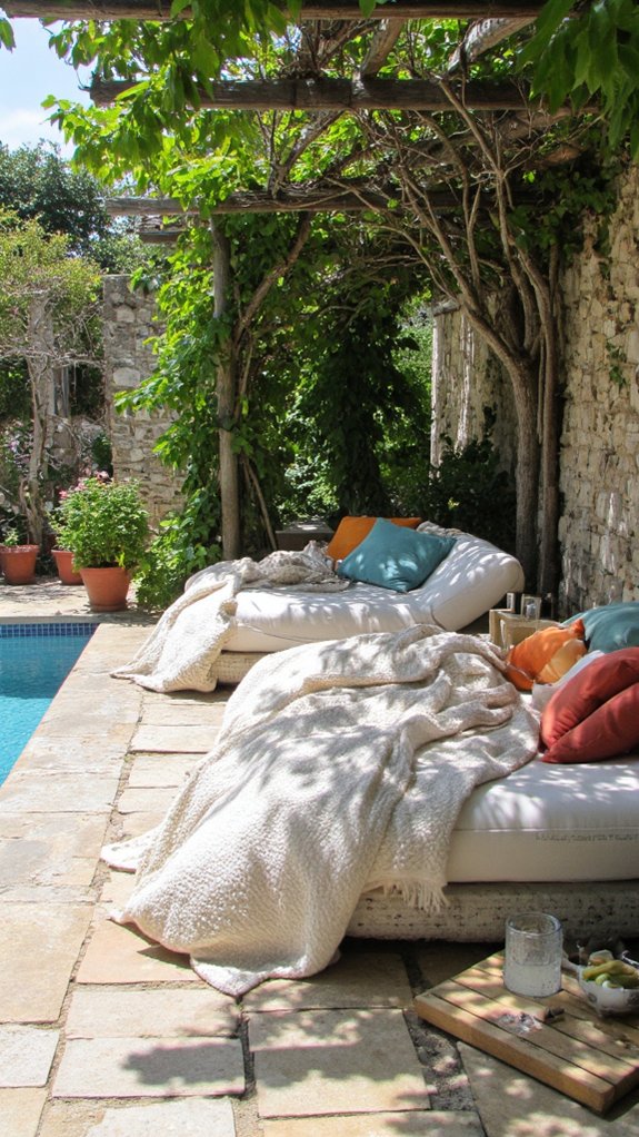 25 Serene Poolside Lounge Area Ideas For Laid Back Days shaded poolside lounging bliss