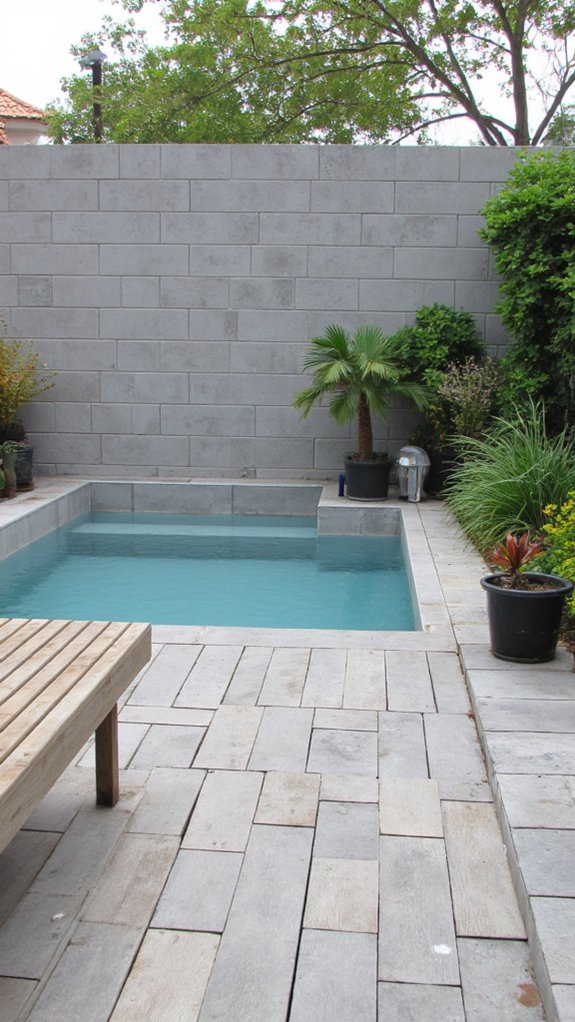24 Neutral Pool Tile Ideas For A Calm Resort Vibe sleek gray tiles elegance