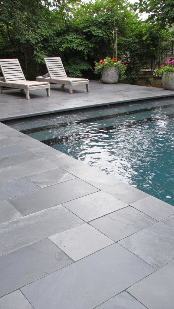 24 Neutral Pool Tile Ideas For A Calm Resort Vibe sleek modern pool tiles