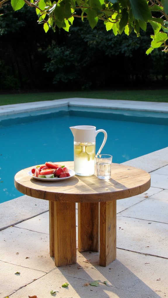 25 Serene Poolside Lounge Area Ideas For Laid Back Days sleek movable poolside tables